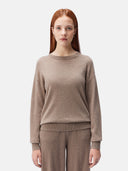 Women's Asymmetrical Cashmere Sweater Taupe - Gobi Cashmere #color_taupe