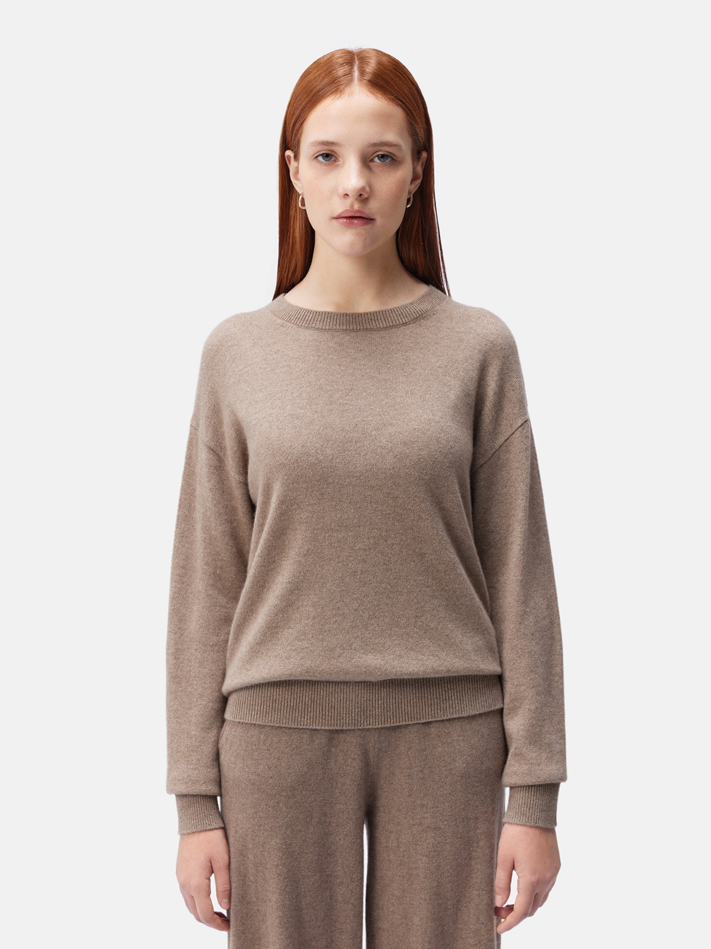 Women's Asymmetrical Cashmere Sweater Taupe - Gobi Cashmere