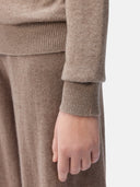 Women's Asymmetrical Cashmere Sweater Taupe - Gobi Cashmere #color_taupe
