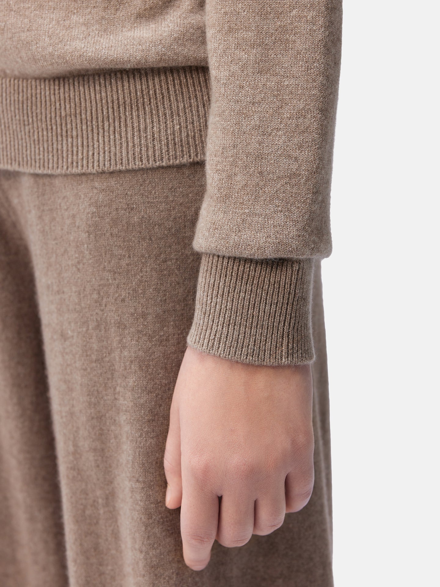 Women's Asymmetrical Cashmere Sweater Taupe - Gobi Cashmere