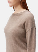 Women's Asymmetrical Cashmere Sweater Taupe - Gobi Cashmere #color_taupe