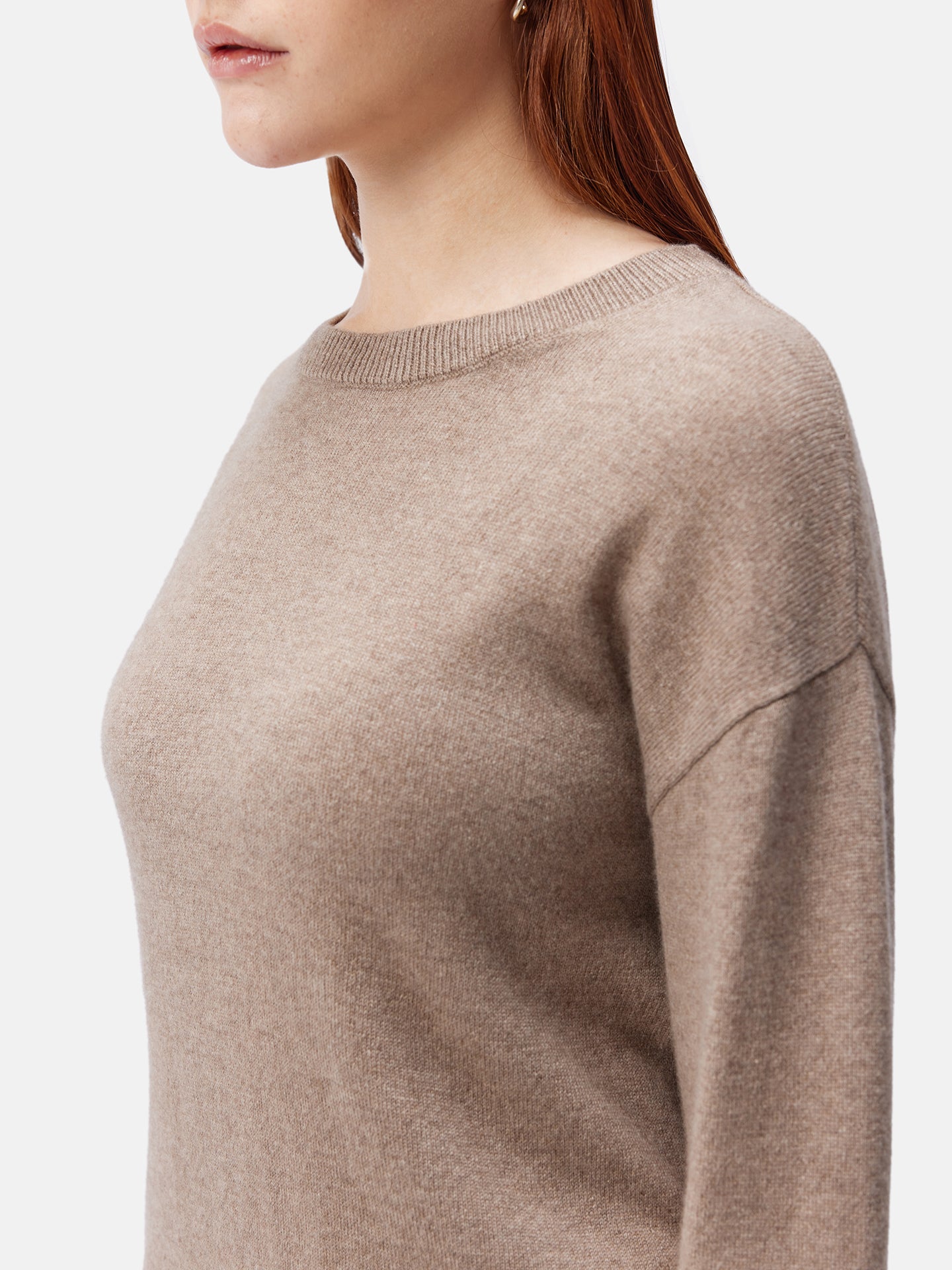 Women's Asymmetrical Cashmere Sweater Taupe - Gobi Cashmere