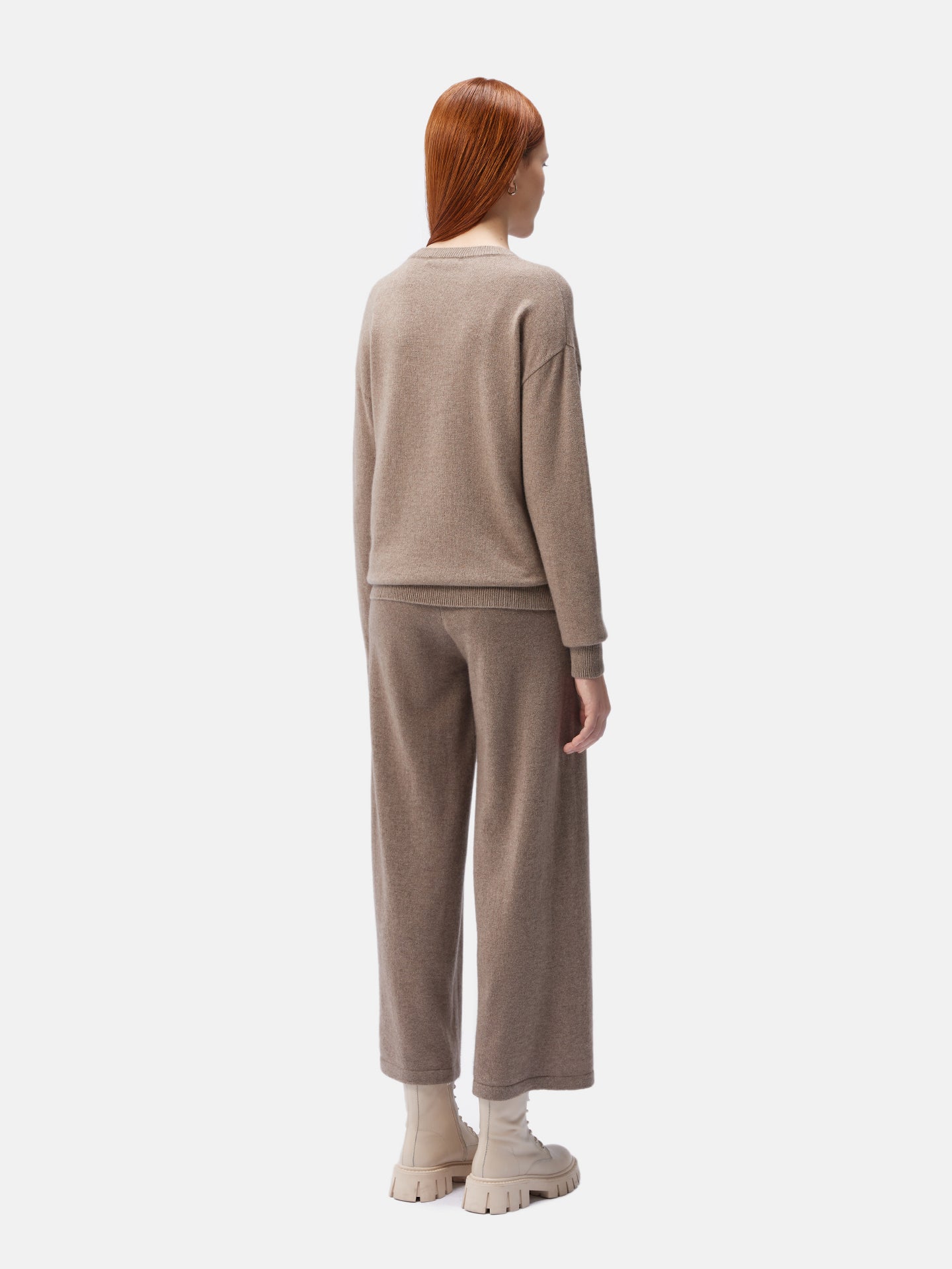 Women's Asymmetrical Cashmere Sweater Taupe - Gobi Cashmere