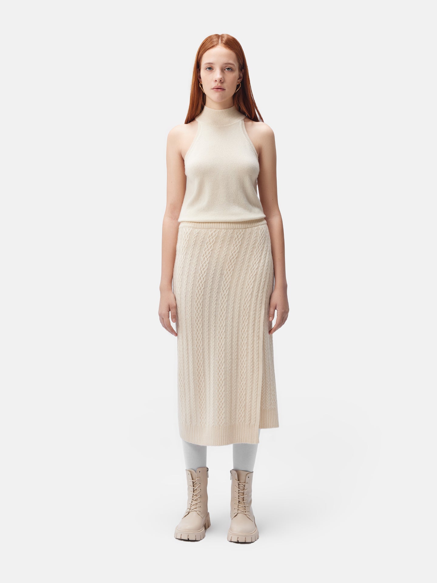 Women's Cashmere Turtleneck Top Off White - Gobi Cashmere