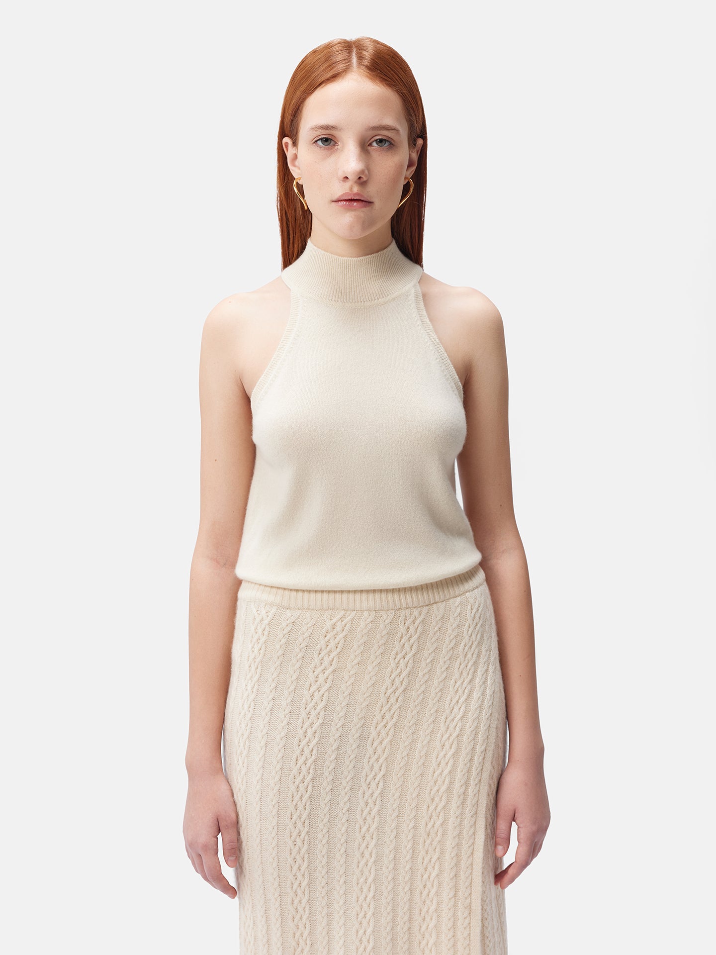 Women's Cashmere Turtleneck Top Off White - Gobi Cashmere