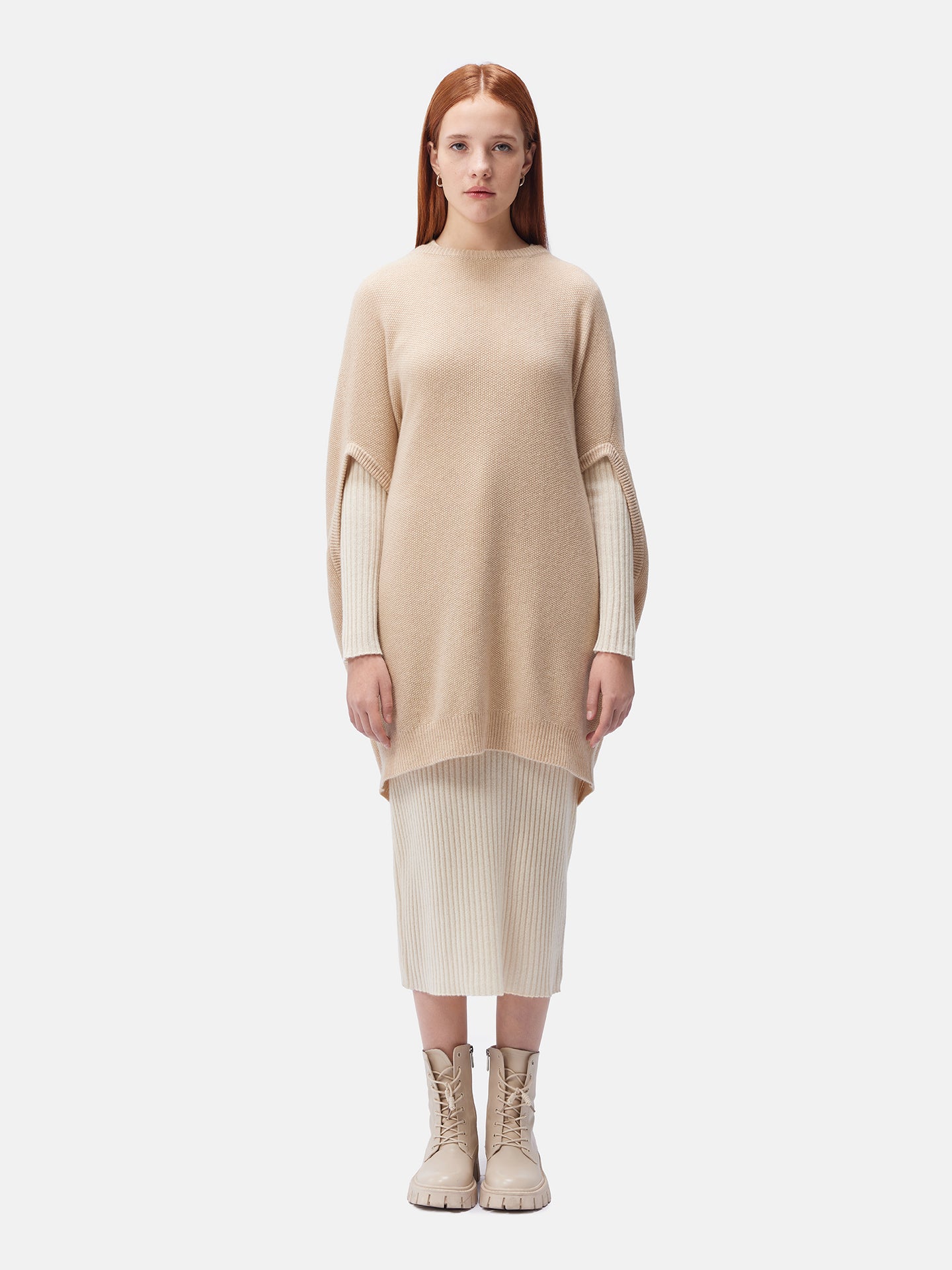 Women's Cashmere Cocoon Sweater Beige - Gobi Cashmere