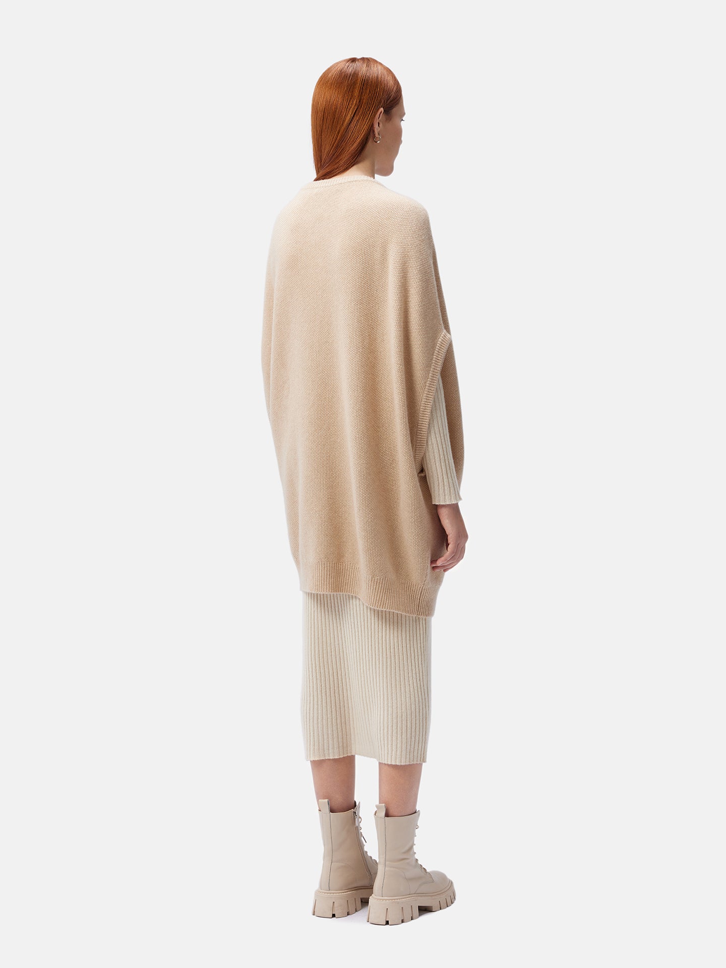 Women's Cashmere Cocoon Sweater Beige - Gobi Cashmere