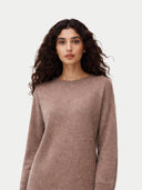 Organic Color C-Neck Knit Dress Taupe - Gobi Cashmere #color_taupe