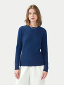Women's Cashmere Essential Crew Neck Marine - Gobi Cashmere #color_navy-peony