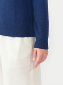 Women's Cashmere Essential Crew Neck Marine - Gobi Cashmere #color_navy-peony