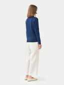 Women's Cashmere Essential Crew Neck Marine - Gobi Cashmere #color_navy-peony