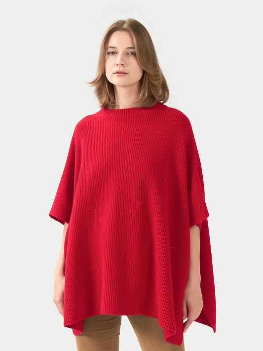 Rib-Knit Cashmere Poncho