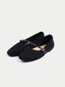 Black Cashmere Knitted Ballet Flats - Gobi Cashmere #color_black