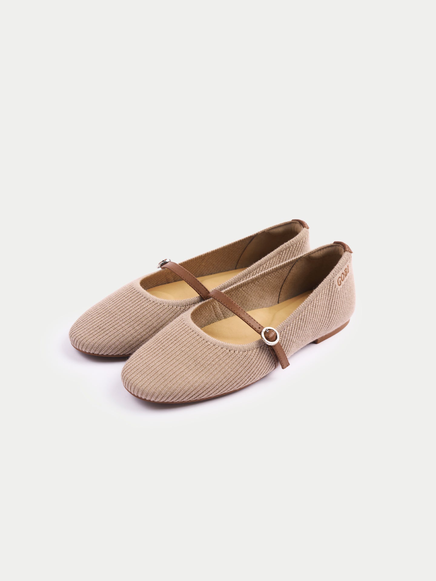 Women's Mercerized Wool Cashmere Knitted Ballet Flats Taupe - Gobi Cashmere