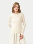 Women's Cashmere Essential Crew Neck White - Gobi Cashmere #color_coconut-milk