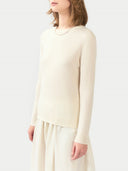 Women's Cashmere Essential Crew Neck White - Gobi Cashmere #color_coconut-milk