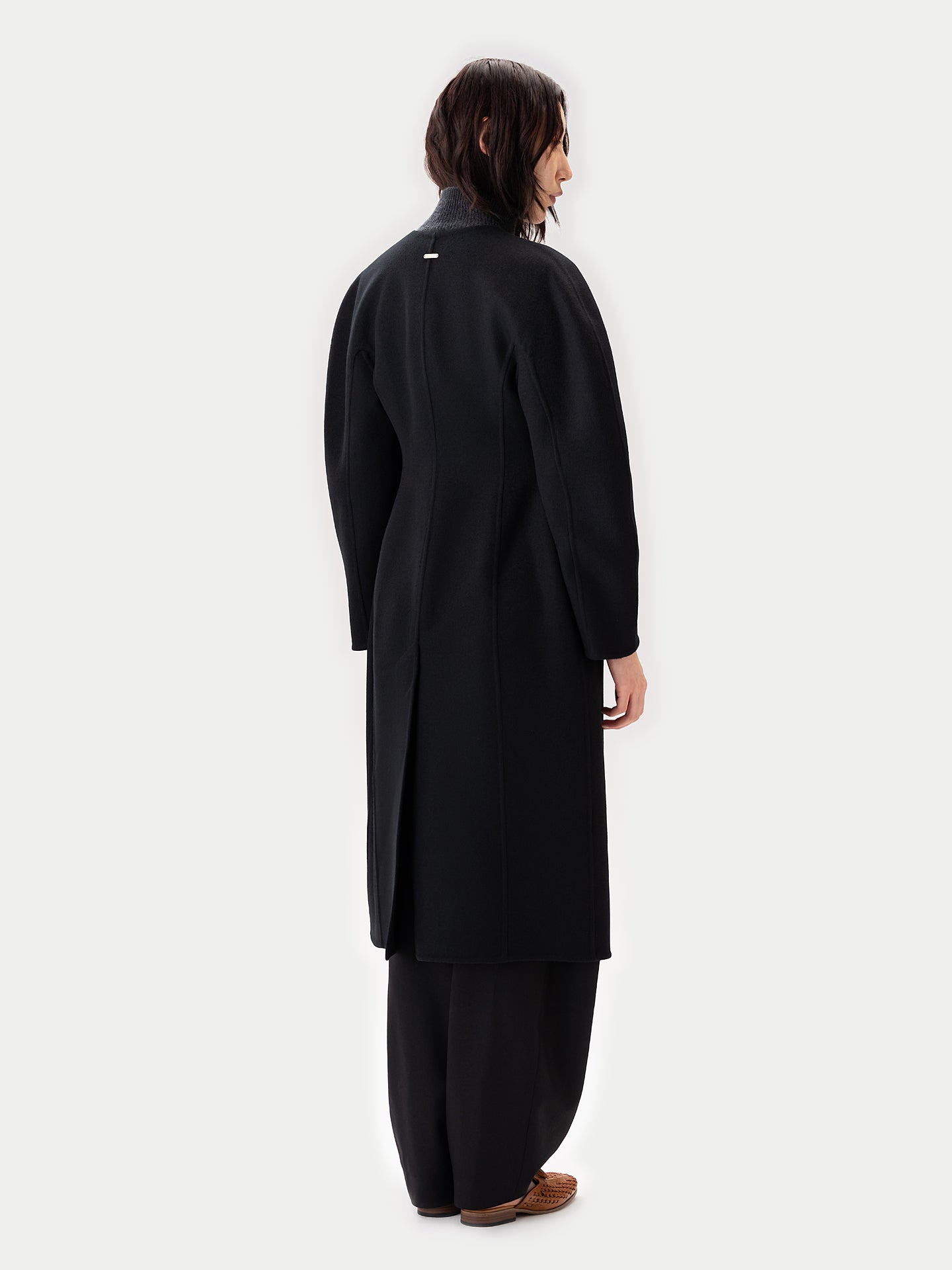 Oval-Sleeve Cashmere Coat