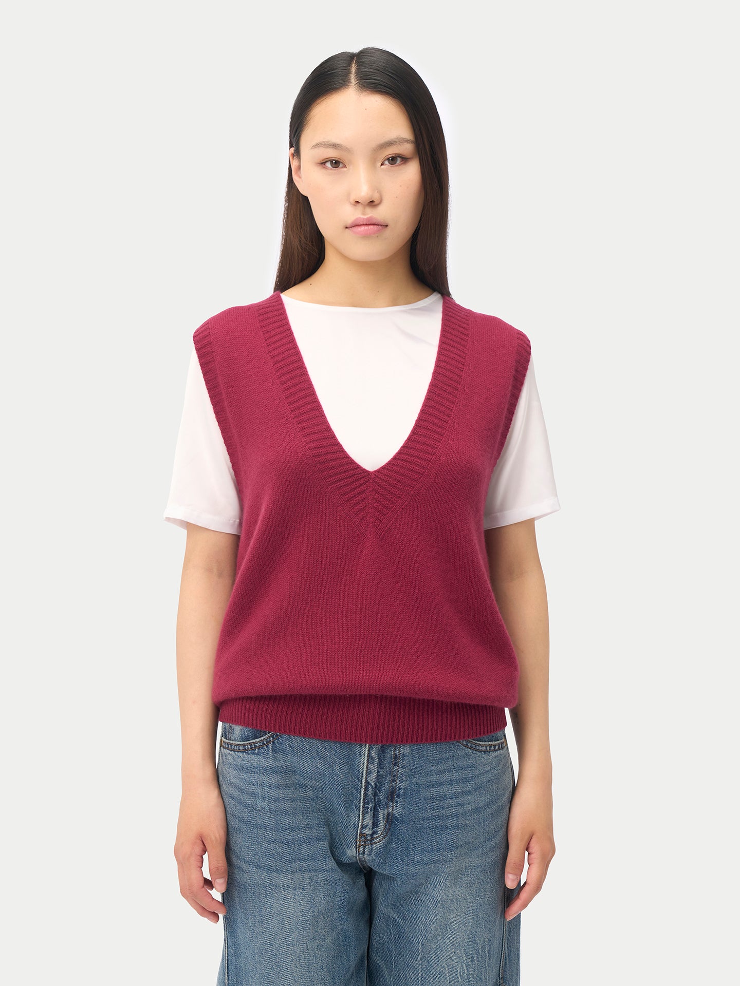Women's Relaxed V-Neck Cashmere Vest