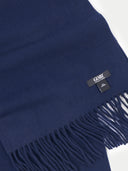 Navy blue scarf with a visible brand label on a white background.  #color_navy-blue