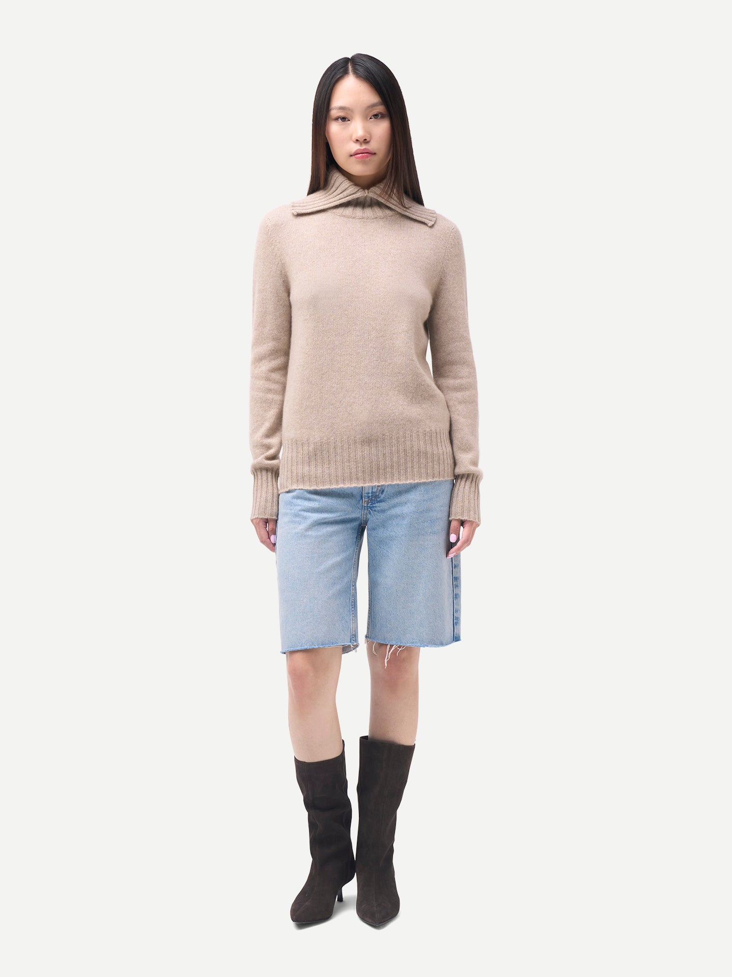 Slit T-Neck Sweater