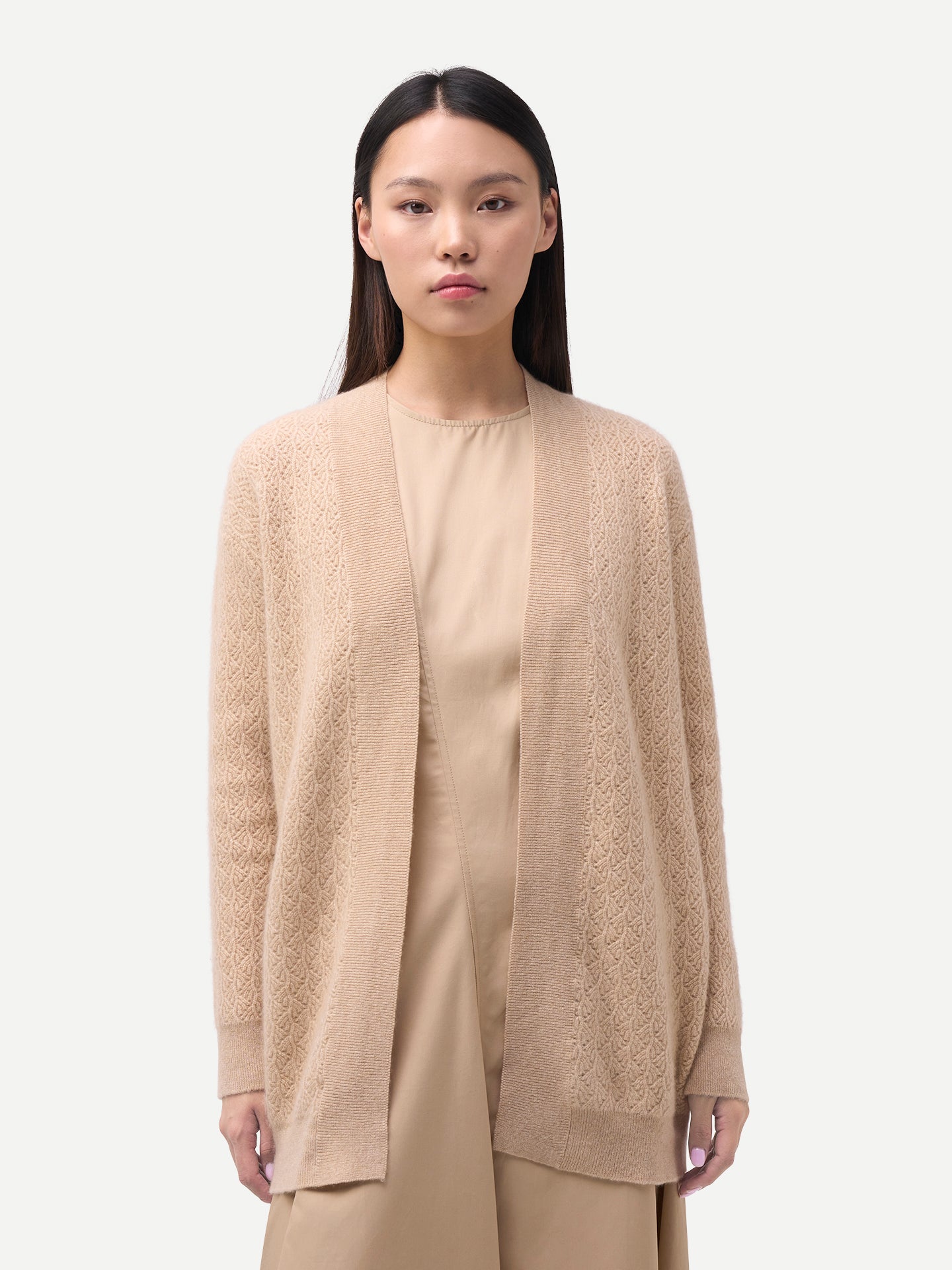 Ajour Knit Open front Cardigan
