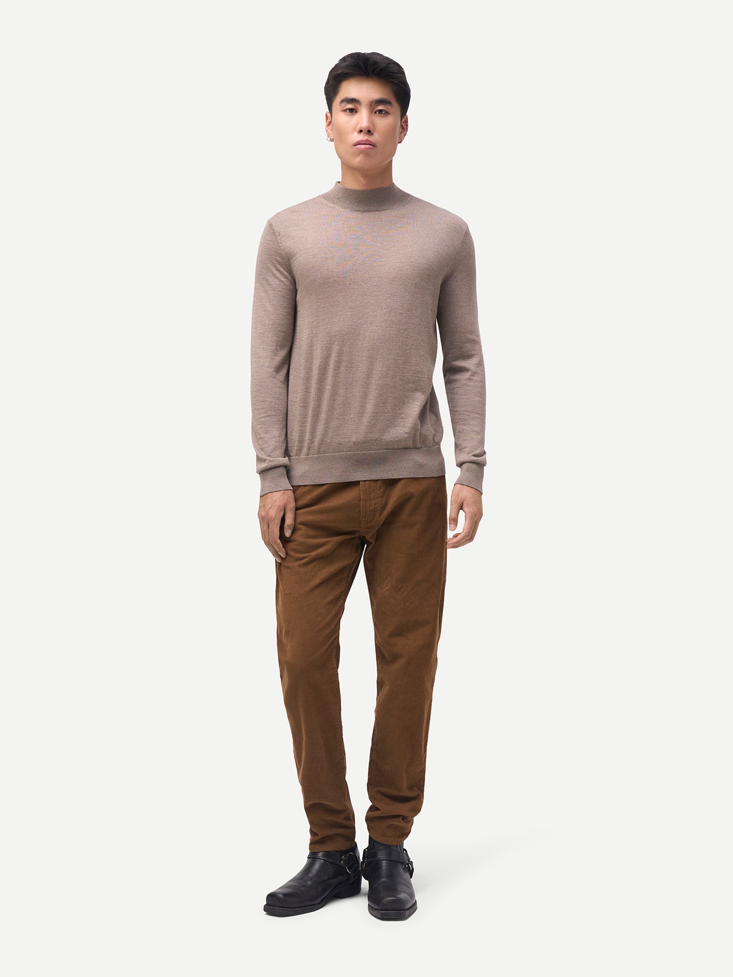Men Cashmere Silk High Neck Sweater