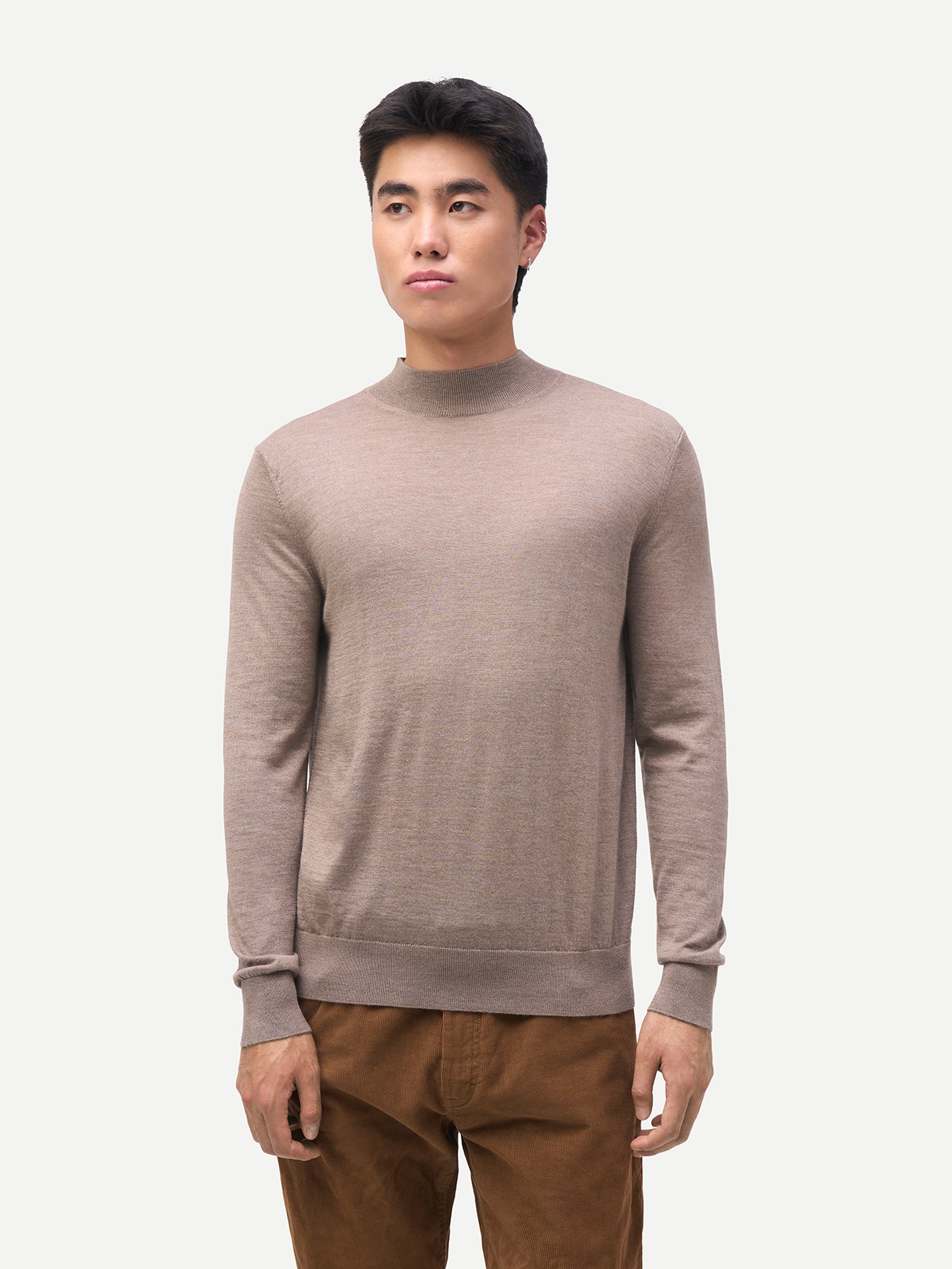 Men Cashmere Silk High Neck Sweater