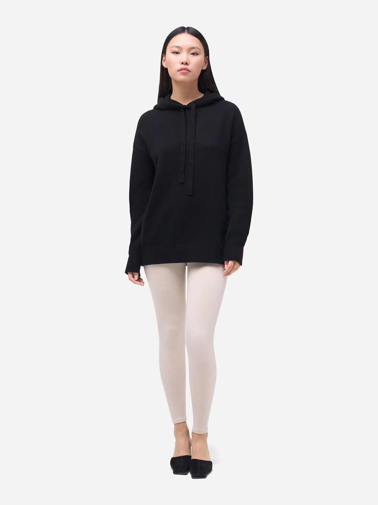 Women's Cashmere Pullover Hoodie Black - Gobi Cashmere