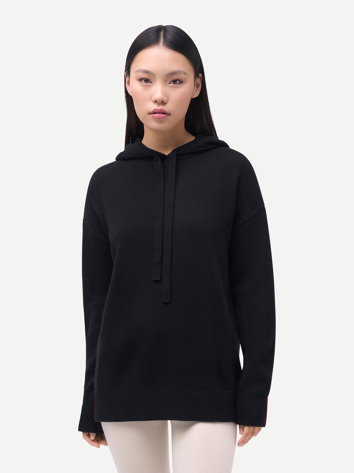 Women's Cashmere Pullover Hoodie Black - Gobi Cashmere