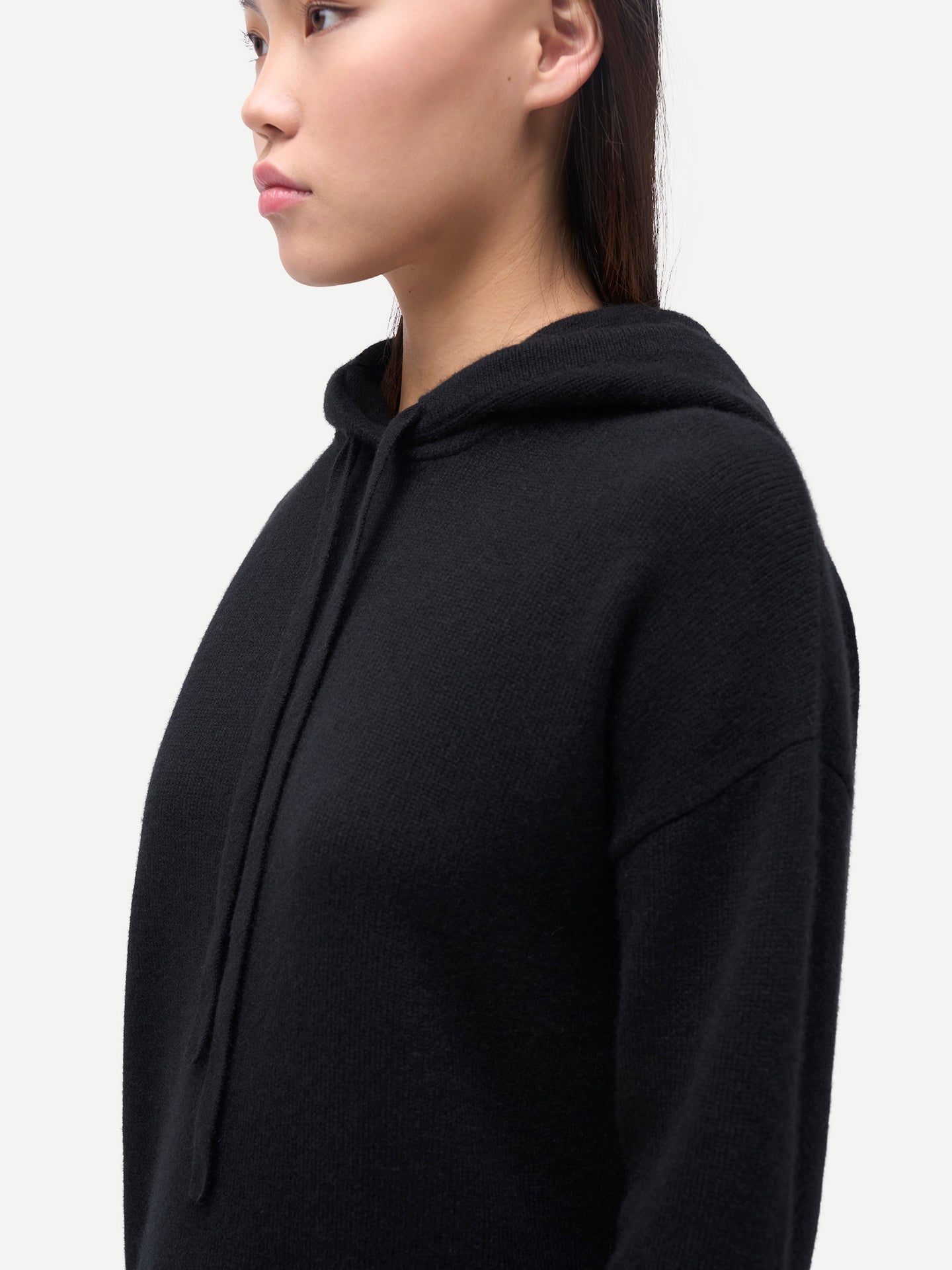 Women's Cashmere Pullover Hoodie Black - Gobi Cashmere