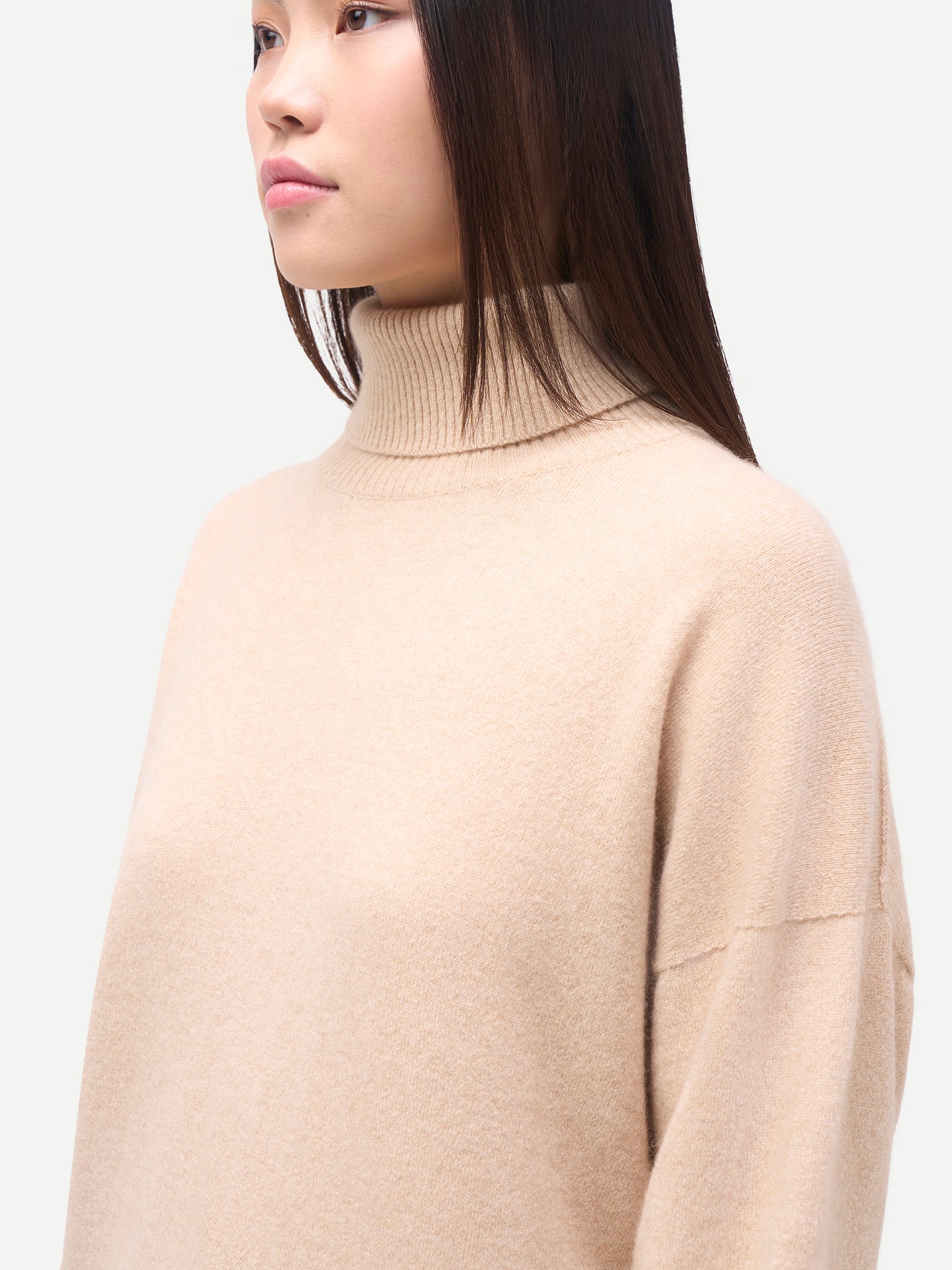 Women T-Neck Organic Color Cashmere Sweater