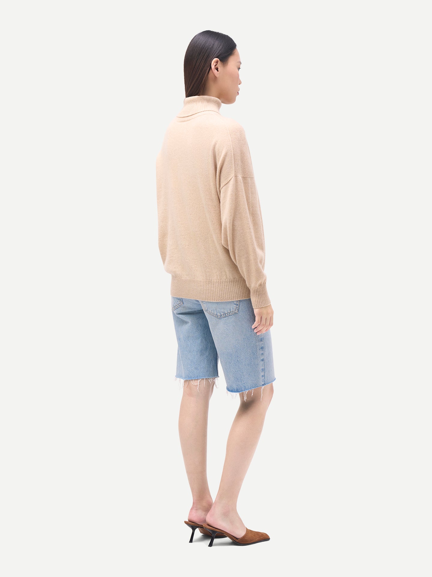 Women T-Neck Organic Color Cashmere Sweater