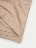 Organic Color Cable Knit Blanket Beige - Gobi Cashmere #color_beige