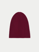Maroon beanie hat on a white background