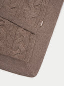 Close up - Taup Knitted Pillow Cover - Gobi Cashmere #color_taupe