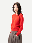 Dual-Collar Cashmere Sweater Fiery Red - Gobi Cashmere #color_fiery-red