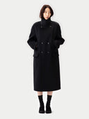 Person wearing a black coat on a white background #color_black