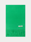 Green scarf with a brand label on a white background #color_island-green