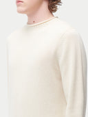 Organic Color Rolled Neck Cashmere Sweater Off White - Gobi Cashmere #color_off-white