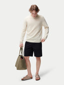 Organic Color Rolled Neck Cashmere Sweater Off White - Gobi Cashmere #color_off-white