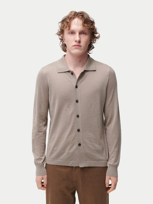 Cashmere Silk Polo-Neck Cardigan