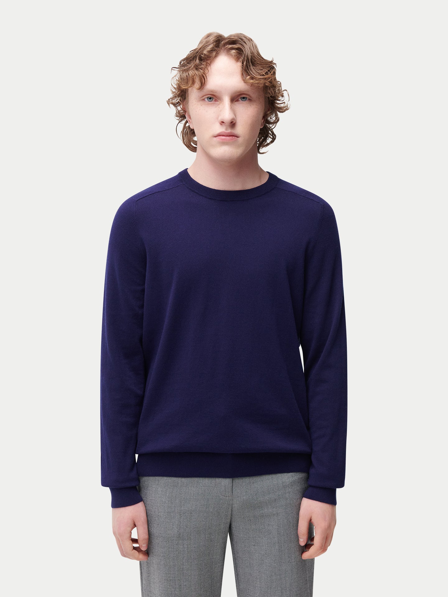 Men's Crewneck Cotton Silk Cashmere Blend Sweater