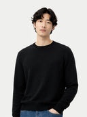 Man wearing a black sweater against a white background #color_black