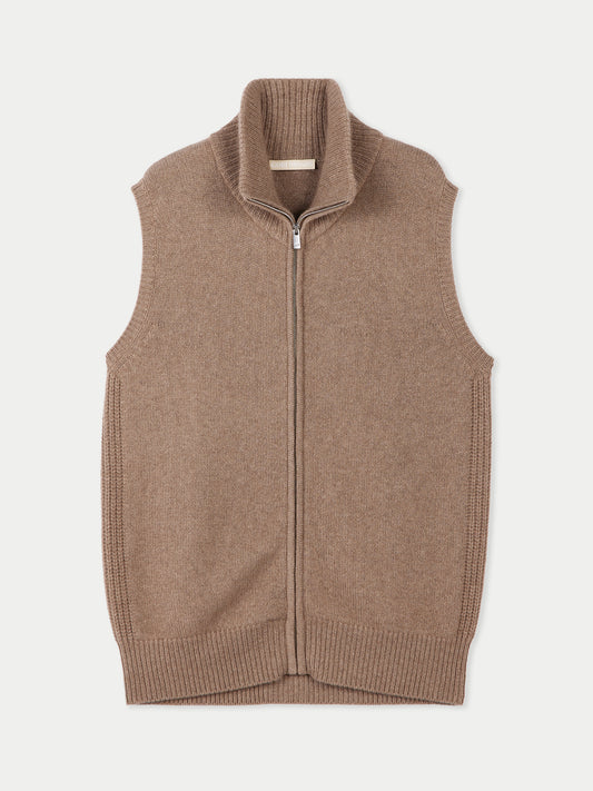 Organic Cashmere Full-Zipper Vest