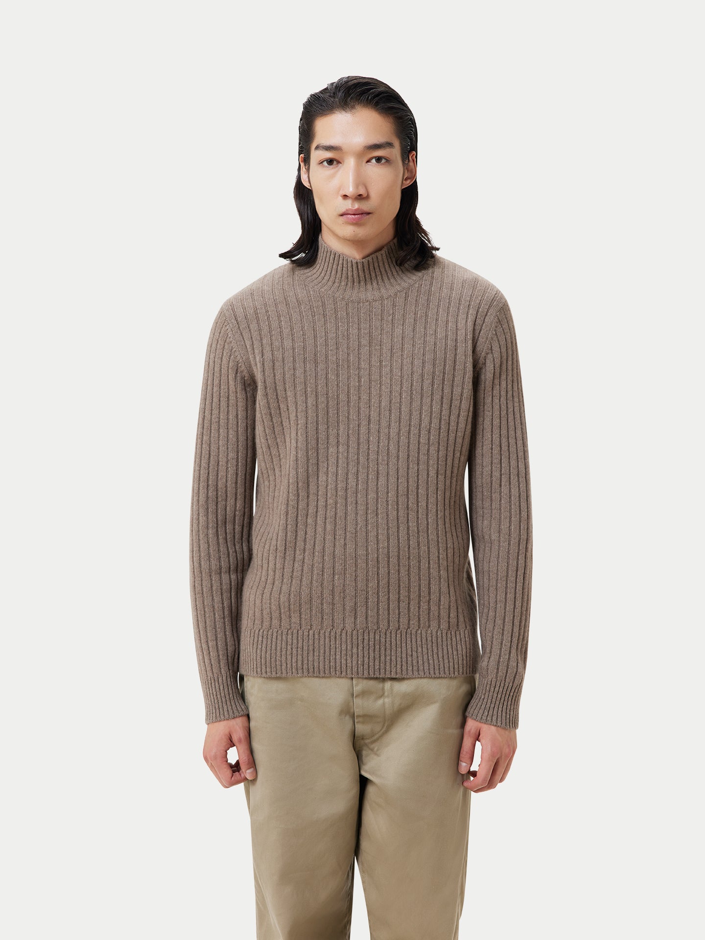 Organic Color Textured Knit Cashmere Sweater