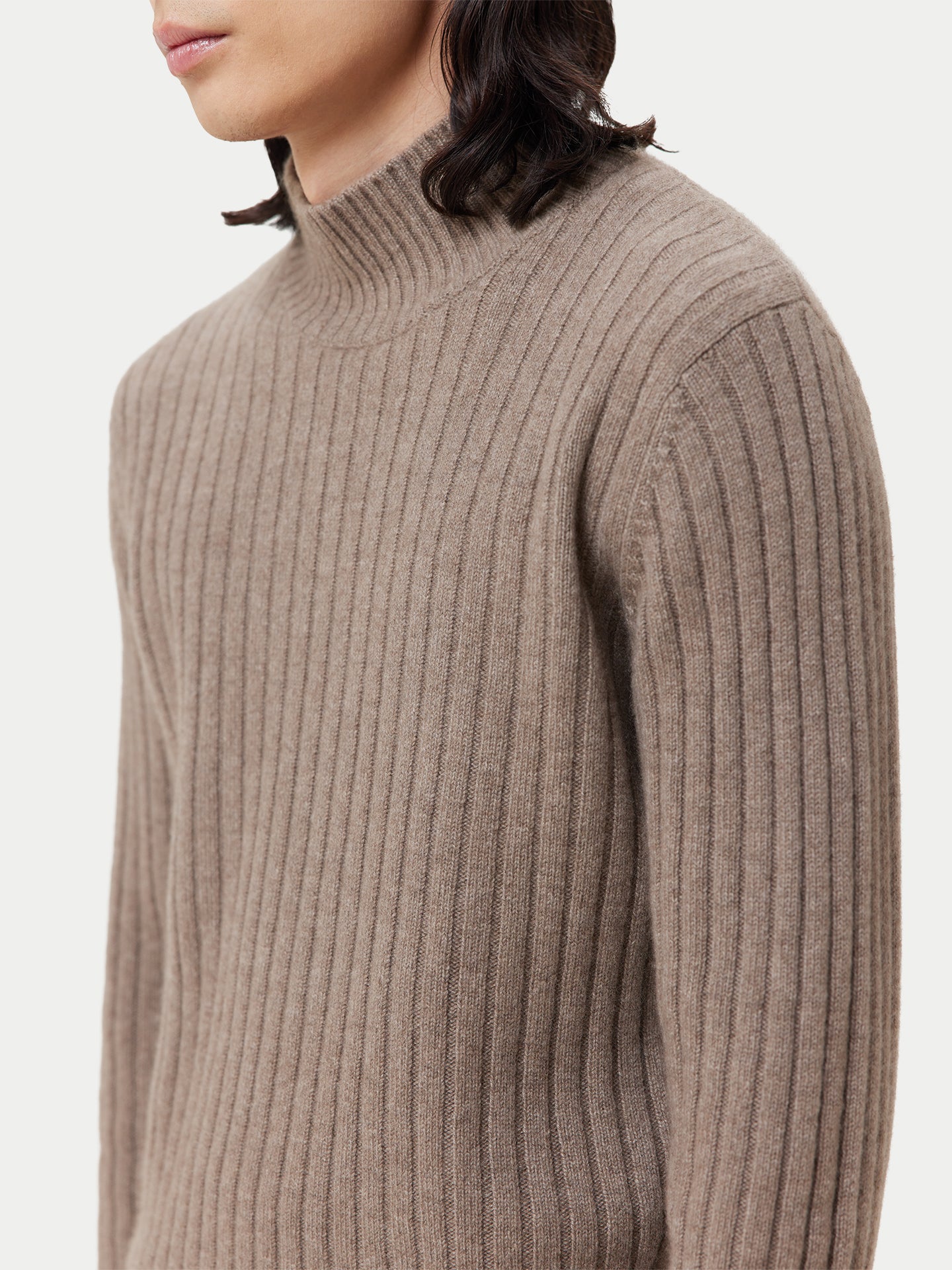 Organic Color Textured Knit Cashmere Sweater