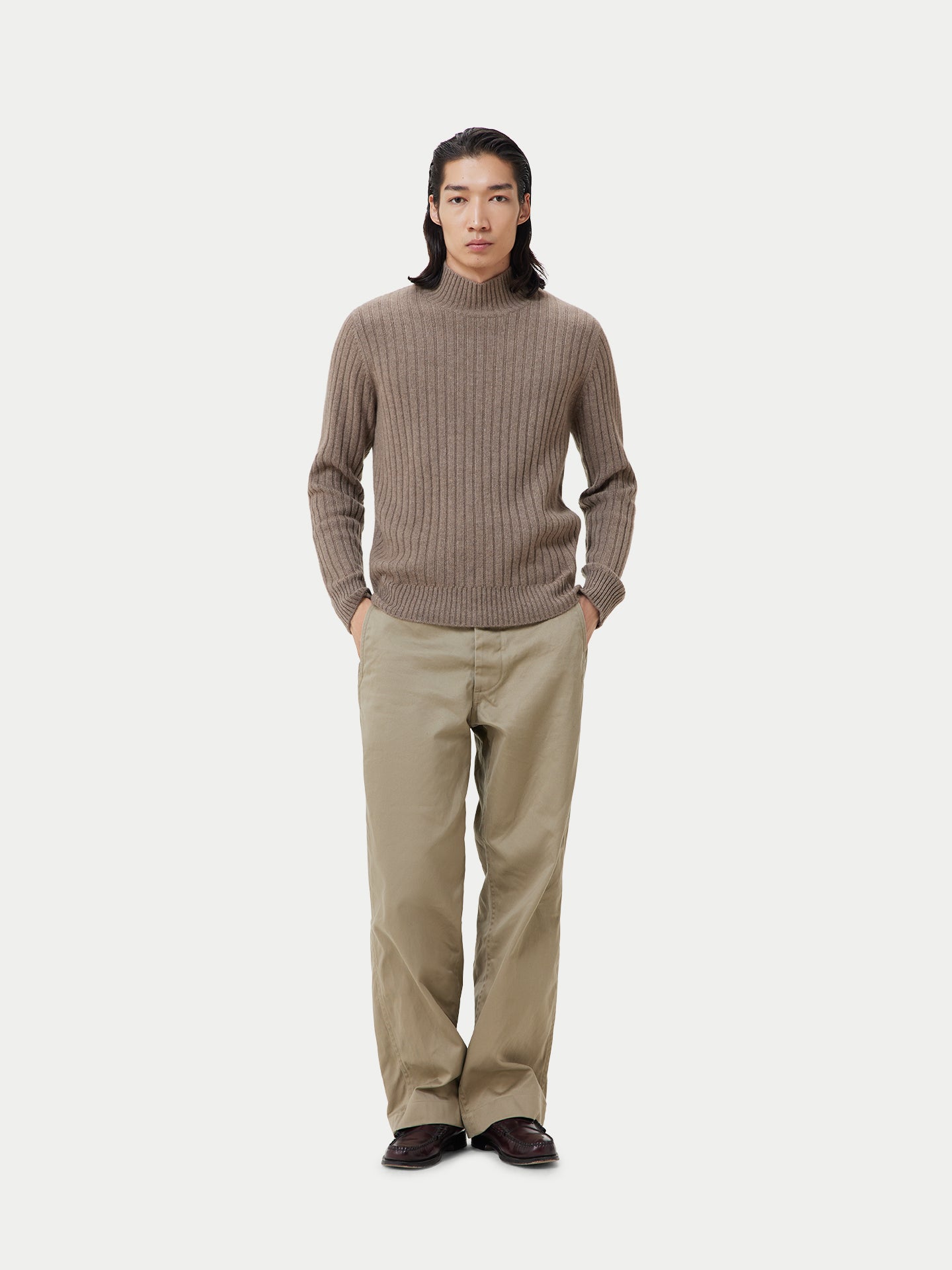 Organic Color Textured Knit Cashmere Sweater