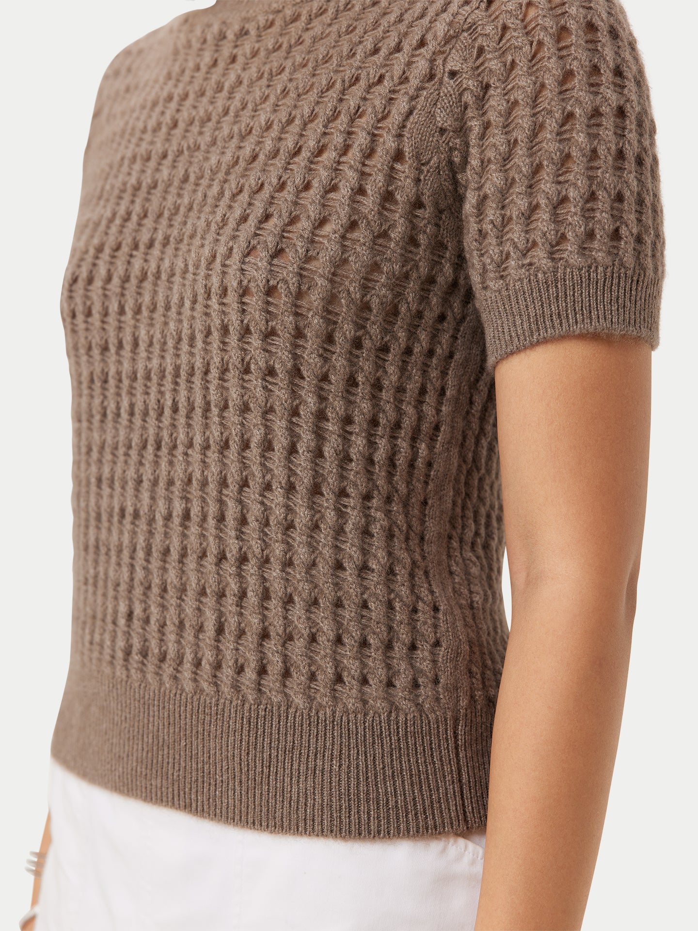 Organic Color High-Neck Cashmere Top Taupe - Gobi Cashmere