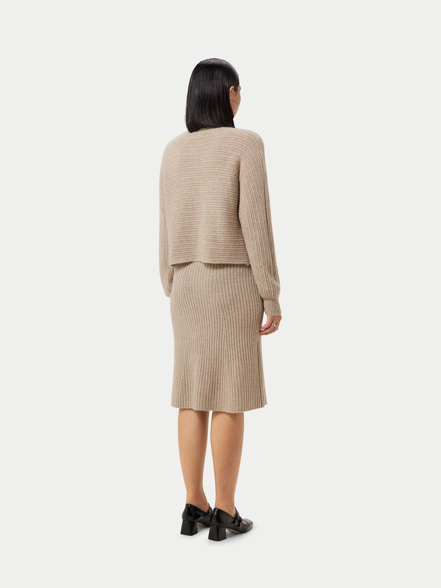 Women's Organic Cashmere Midi Flared Skirt Taupe - Gobi Cashmere