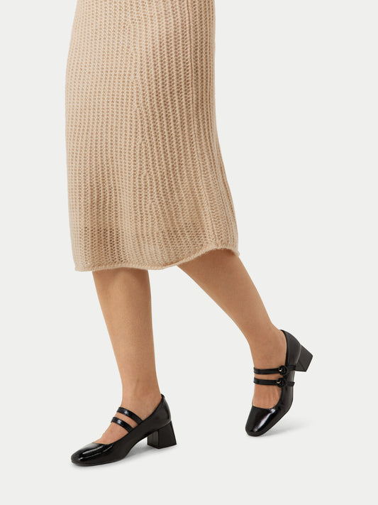Women's Organic Ajour Knit Cashmere Skirt Taupe - Gobi Cashmere